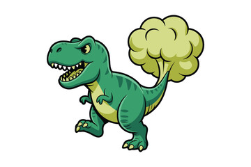 Fototapeta premium A cheerful green tyrannosaurus rex is playfully depicted releasing a cloud of gas from its rear end high-quality professional detailed.