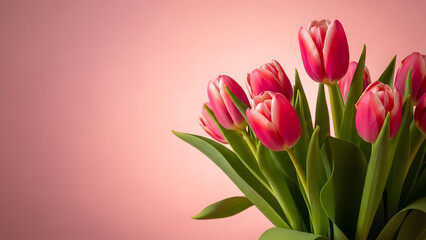 Fototapeta premium Beautiful pink tulips bouquet for mother's day gift ideas and celebrations