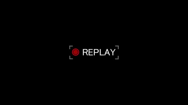Video replay button icon stylized alpha channel transparent perfect for multimedia websites, video playlists, music apps, Simple replay sign icon animation on black. 4k 