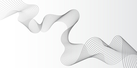 Abstract backdrop with grey wave gradient lines on white background. 
