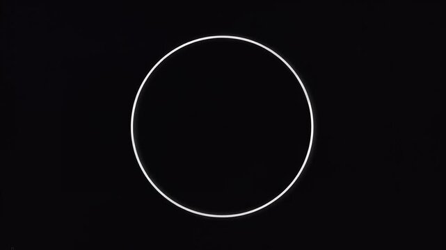 Abstract white line forms a perfect circle on a black background