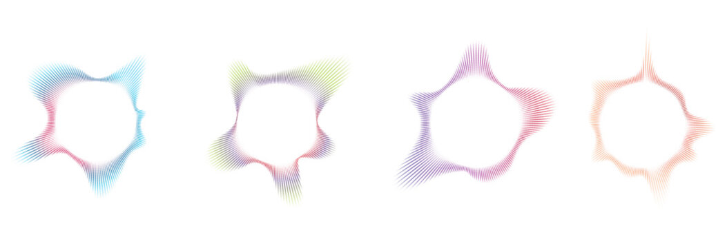 Abstract Circular Sound Wave with Colorful Gradient Dotted Radial Spectrum, Modern Audio Equalizer Ring Design. Vector, Illustrator.