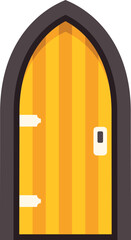 Fototapeta premium Yellow arched wooden door creating an entrance to a fantasy world