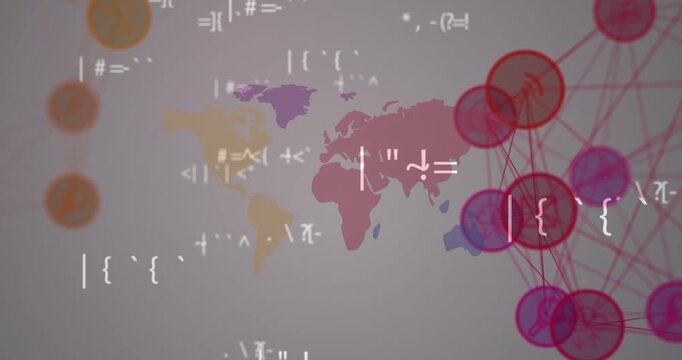 Animation of falling covid icons over globet