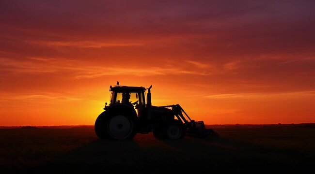 Rural Landscape with Working Farm Equipment