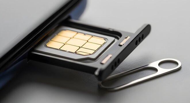 Close up of a sim card and ejector pin phone sim card sim card tray metal sim card ejector pin black sim card adapter