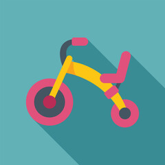 Naklejka premium Stylized tricycle icon in bright colors with a long shadow
