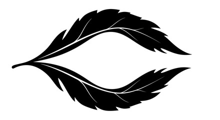 Obraz premium Elegant symmetrical black feather design with a delicate curvature, perfect for decorative or symbolic use