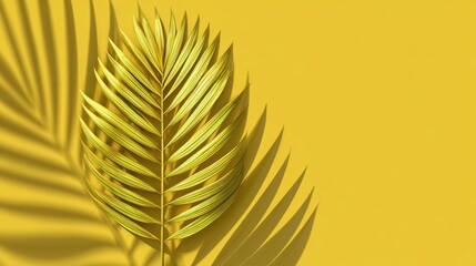 Fototapeta premium Elegant Palm Leaf Silhouette on Golden Background