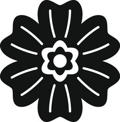 Obraz premium Flower icon featuring petals and stamen in a simple botanical outline