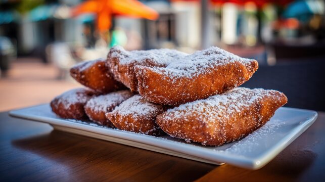 Platter of Fried Bananas Dusted with Powdered Sugar, a Sweet and Crispy Treat