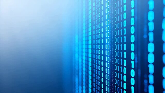 Digital binary code on blue background