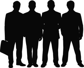 Group of business people standing together, professional men team silhouette, corporate leadership concept vector illustration isolated on white background