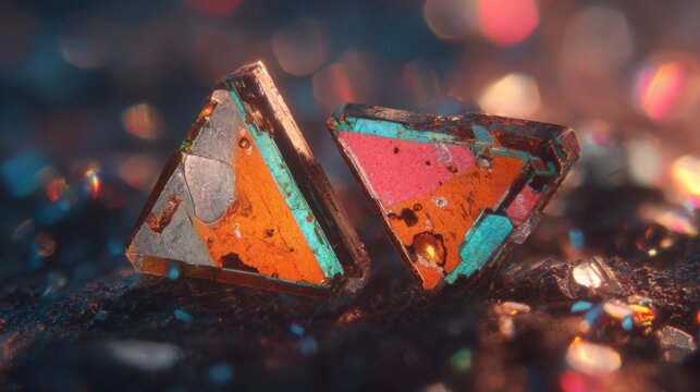 Microscopic View of Crystalline Structures with Vibrant Colors and Intriguing Textures
