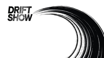 Black drift show logo with white background and tire tracks © S.Siam