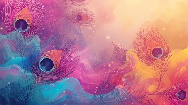 Vibrant devotional art background inspired by sacred love and colorful festival energy