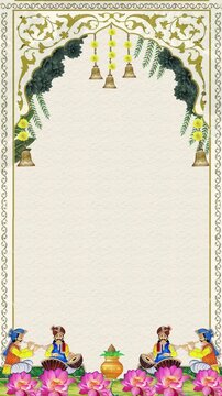 Wedding Invitation Cream and Green Floral Traditional Blank Background Video