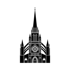 Gothic Church Silhouette Icon Vector Illustration