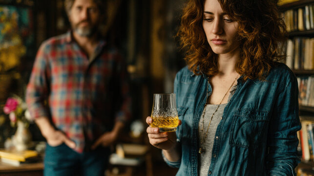 His wife drinks again. He is shocked and upset