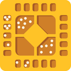 Abstract illustration of a yellow microchip symbolizing advanced digital technology and electronics