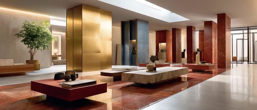 Modern Architectural Interior: A modern and stylish interior space, showcasing a harmonious blend of sleek design elements and artistic flair.