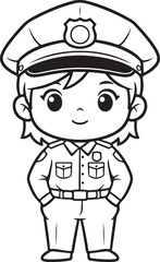 Obraz premium A cartoon drawing of a female police officer