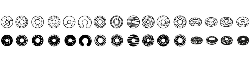 Donut icon vector set. dessert Illustration sign collection. sweet symbol. bakery buttons.