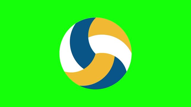 Single volley ball animation concept with shake vector icon symbol popup. Animated sport design, editable item motion graphic video template with green screen background.