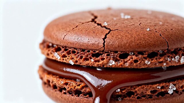 Chocolate macaron with caramel filling
