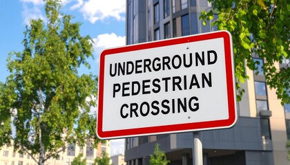 Obraz premium Underground Pedestrian Crossing Sign in Urban Environment.