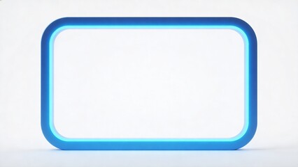  features a simple, minimalist design with a rectangular layout. The subject is a glowing neon blue border that forms a rounded rectangle against a plain white background. The border has a gradient ef
