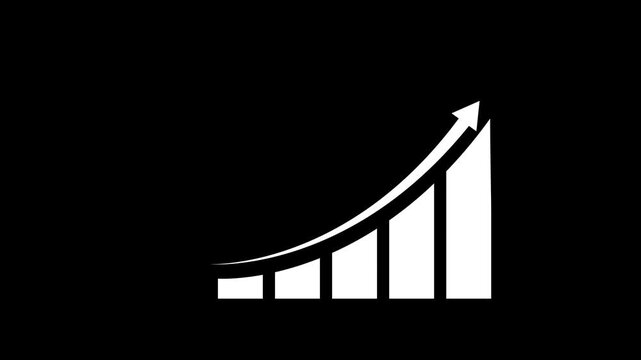 Animated White Business Growth Bar Chart with Rising Arrow