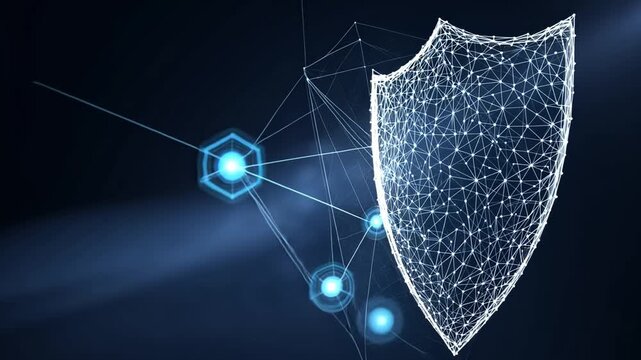 Abstract Digital Shield Graphic Representing Security and Protection