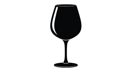 A striking black silhouette of a classic wine glass stands out against a bright white background silhouette high quality © RMvectors02