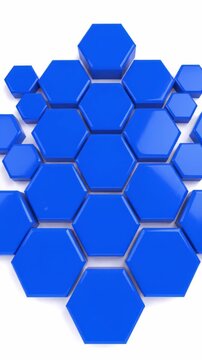 Abstract Blue Honeycomb Hexagon Pattern with Hexagonal Tiles and Grid Design.