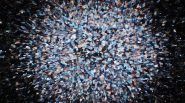 Abstract digital glitch transition with colorful pixel noise and datamosh distortion. Futuristic screen error effect showing data corruption and signal loss on a dark backdrop