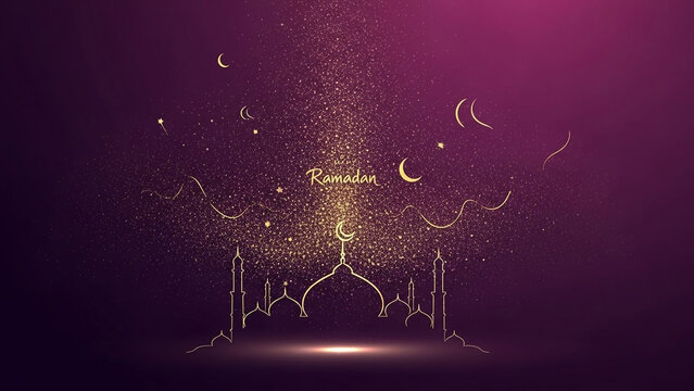 Moonlit Mosque Scene with Crescent Moon and Stars 68 BR2 Inspired Illustration
