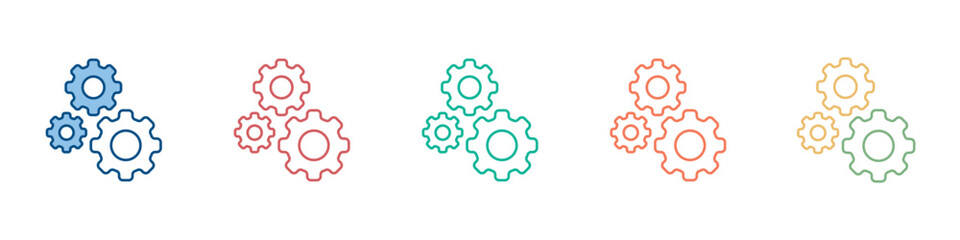 Gear Icon Set Multiple Style Collection