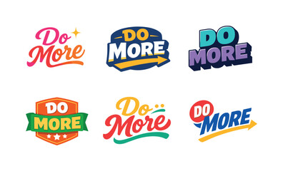 Fototapeta premium Clean modern holiday banner illustration displaying modern lettering logo set for Do More, professional logo-style typography set