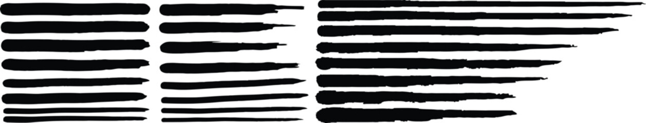 Fototapeta premium A collection of uneven black brush strokes on a white background
