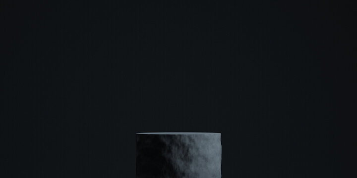 3D product background. 3D black stond podium with black background for presentation. 3D rendering illustration.