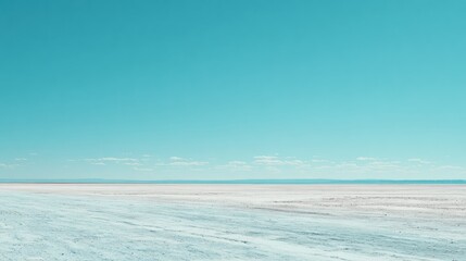 Obraz premium Abstract Heat Haze Appears Over a Salt Flat With White and Light Blue Colors in a Minimalist Scene During Daytime Sunlight