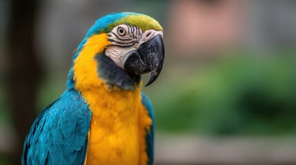 Macaw perched in a garden during bright afternoon light in nature