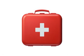 Obraz premium Red first aid kit box with white cross isolated on a transparent background medical