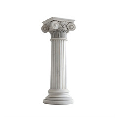 Fototapeta premium White stone column with ornate capital and fluted shaft isolated on a transparent background