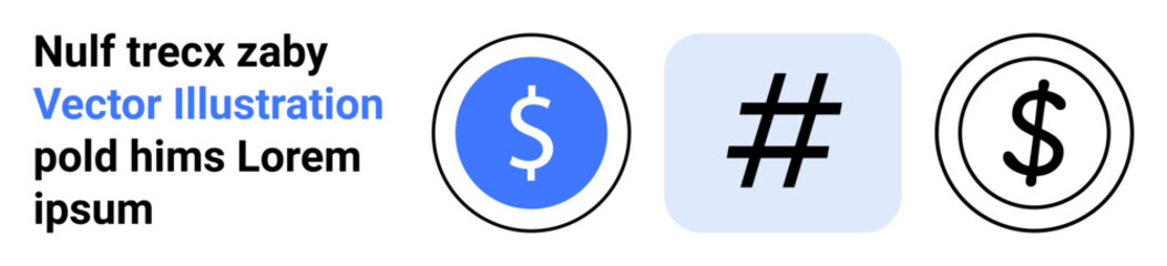 Obraz premium Circular dollar icons, a metadata tag in a rounded square. Ideal for finance, social media, e-commerce, technology, marketing, online trends, simple landing page