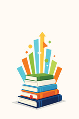 Vertical Literacy Promotion Poster Illustration