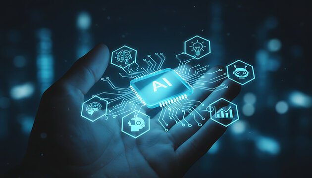 Artificial intelligence AI assistant concept featuring agentic AI understands voice, Next generation of smart AI technology. Corpus, analyzes images, autonomously completes complex AI tasks.Artificial