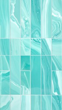 Rectangular tile mosaic with aqua swirls, reminiscent of ocean water patterns
