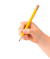Child&rsquo;s Hand Holding Yellow Pencil Illustration